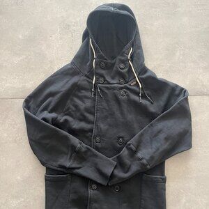 Diesel Black Size LARGE Double Button Up Hooded Sweater
